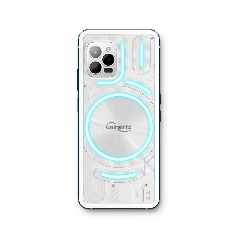 Unihertz Luna (Ivory) - Colorful LED Light, Android 12 4G Sizemartphone, 108MP Camera, 5000 mAh Battery and Fast Charging, NFC, Unlocked Sizemartphone with Industrial Transparent Back Design