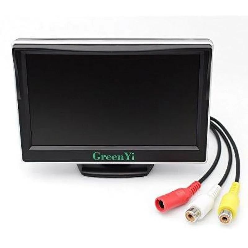 greenyi vehicle on-dash video monitor, 5 hd car tft lcd color screen display with 2 video input for backup camera dvd player
