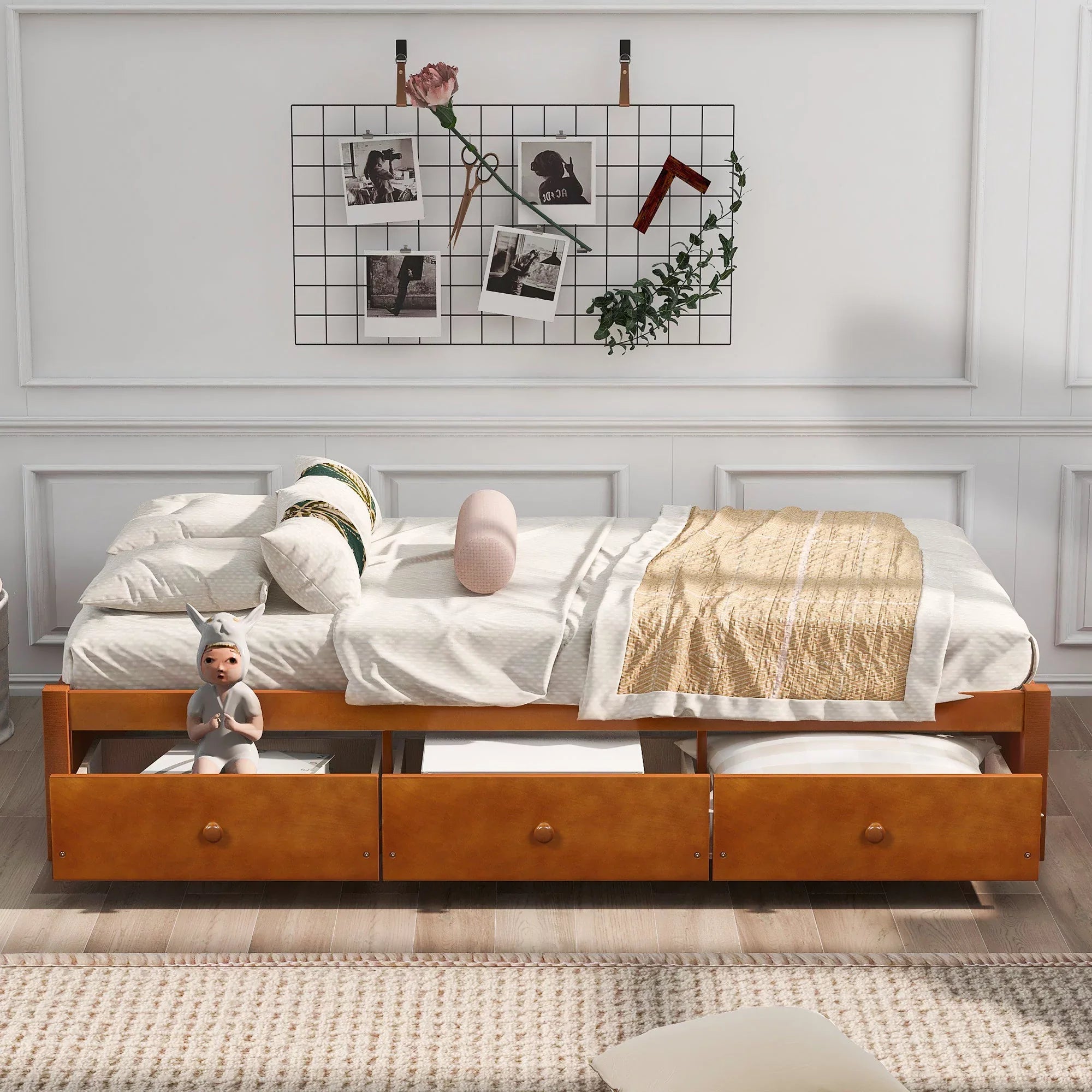 Oris Twin Sizeize Wooden Platform Bed - Oak