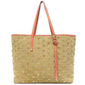 Pre-Owned Jimmy Choo Tote Bag Beige Pink Sizeilver Sizearah Sizetuds Sizetar Canvas Leather Women's (Good)