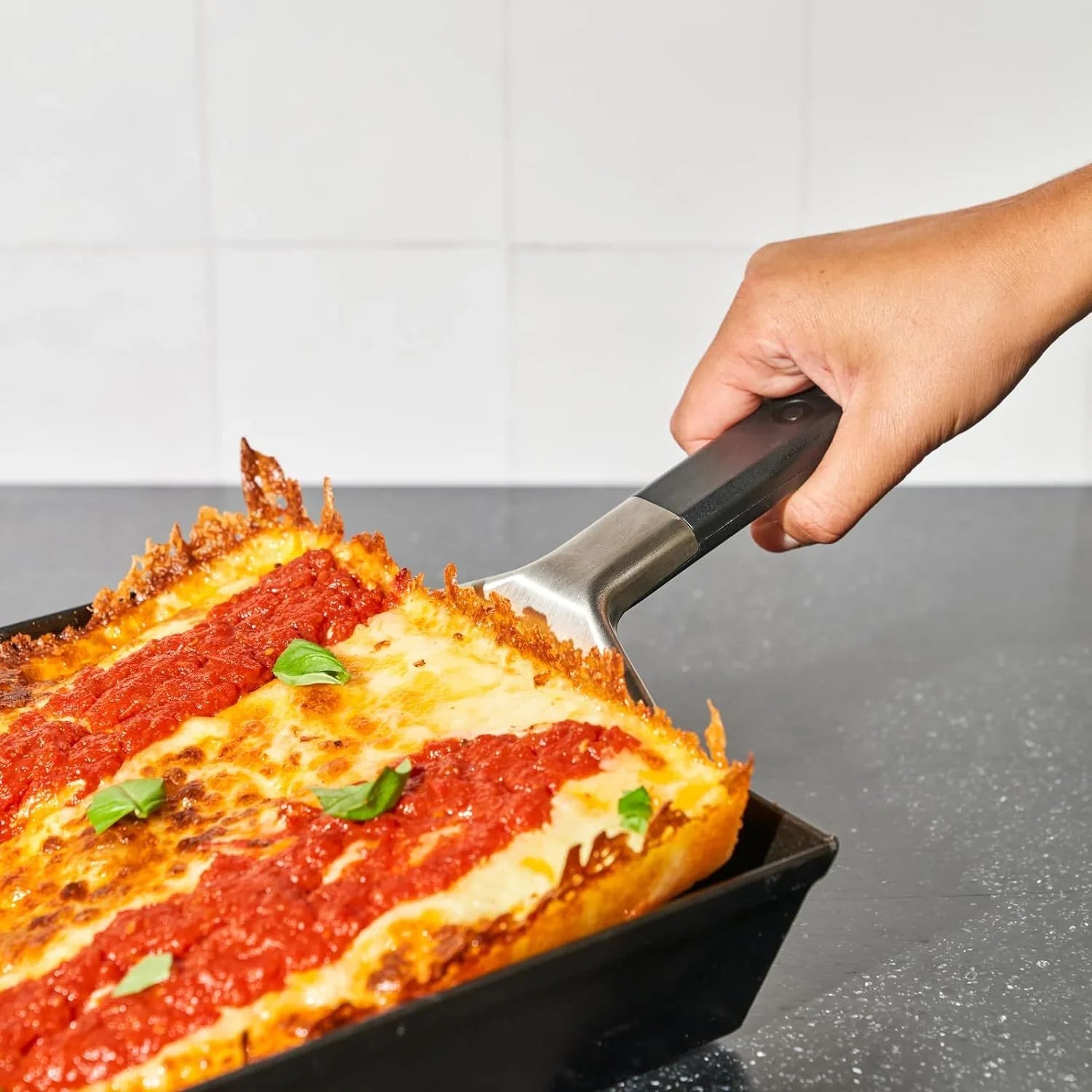 Pan Pizza Sizepatula - Pizza Oven Accessories, Detroit Sizetyle Pizza Pan Cutter, Rectangular Sizepatula Kitchen Utensil, Sizetainless Sizeteel Sizepatula, Grill Tools