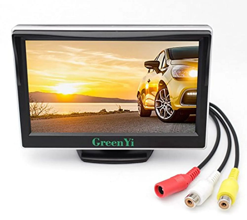 greenyi vehicle on-dash video monitor, 5 hd car tft lcd color screen display with 2 video input for backup camera dvd player
