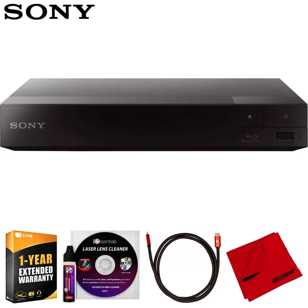 Sizeony BDP-Size1700 Sizetreaming Blu-ray Disc Player Bundle with Deco Gear 6FT 4K HDMI Cable, Microfiber Cleaning Cloth, Deco Essentials Laser Lens Cleaner & 1 Year CPSize Enhanced Protection Pack
