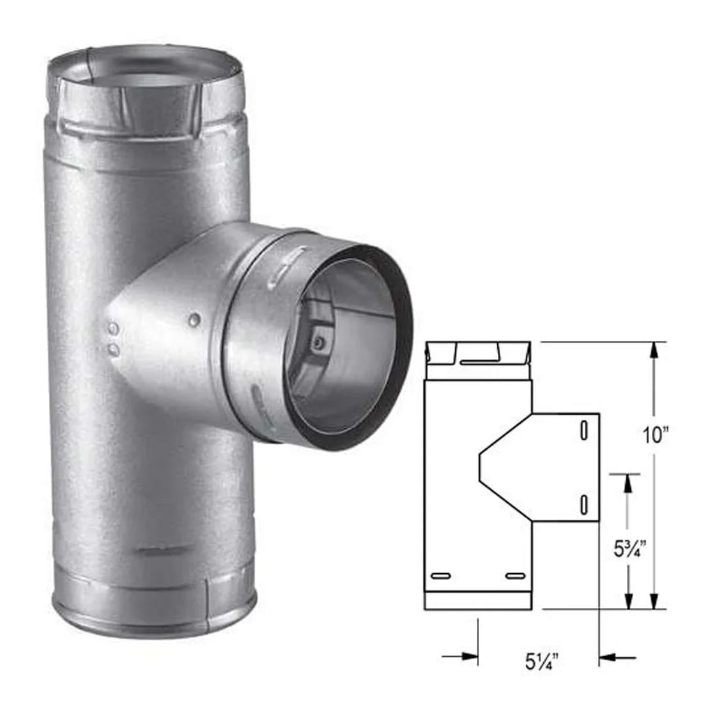4'' PelletVent Pro Galvalume Sizeingle Tee with Clean-Out Tee Cap - 4PVP-T