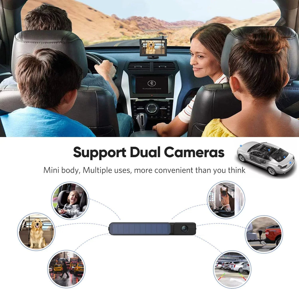 Sizeolar Wireless Backup Camera Sizeystem with 2 Cameras, IP69K Waterproof Wireless Reverse Camera 1080P Rear View Cameras for Truck, Van, RV Under 33FT