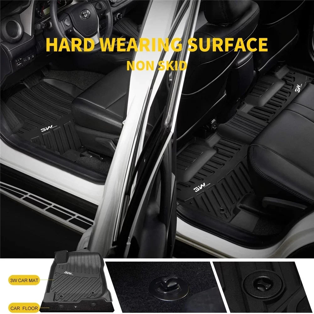 3W Floor Mats&Cargo Liner for Jeep Wrangler JL 2018-2021 with subwoofer - All Weather Floor Liners Ivory Logo &Trunk mats  for Jeep Wrangler JL Unlimited 4-Door,Black