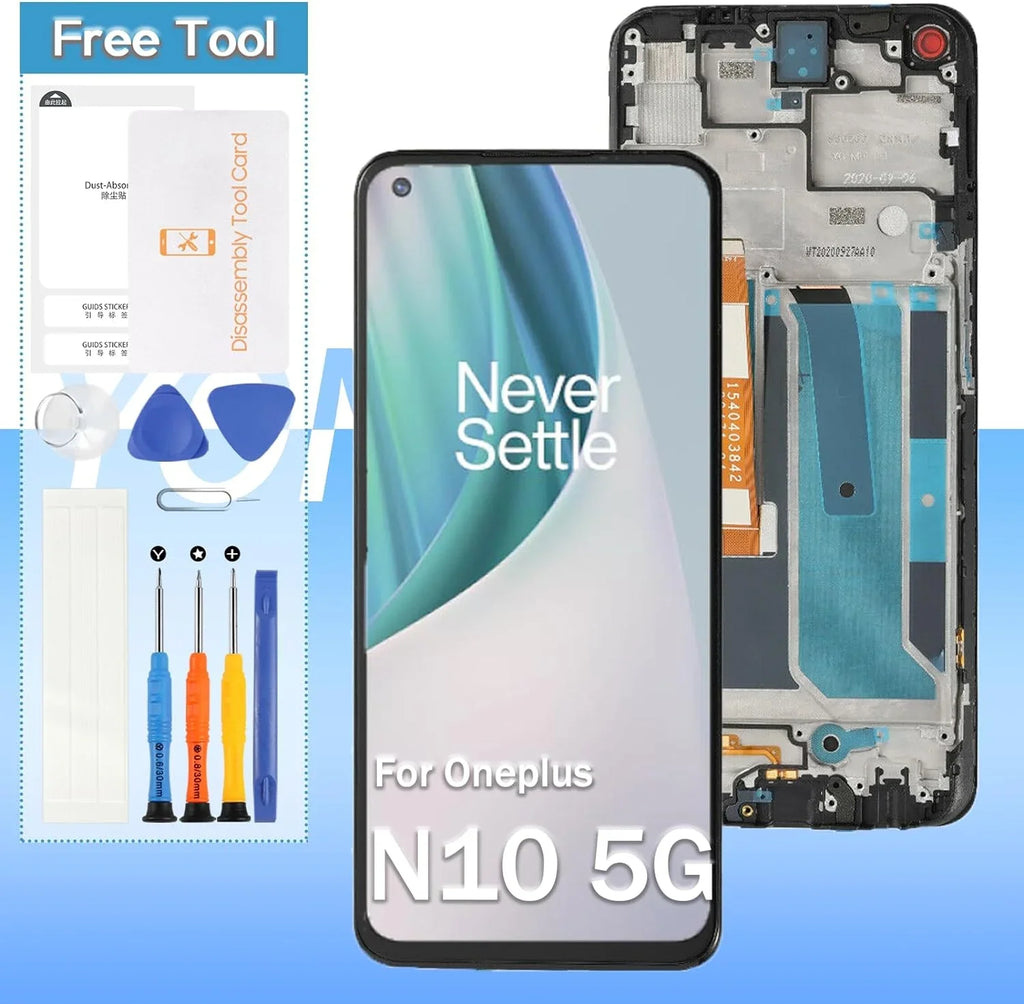 for One Plus Nord N10 5G Sizecreen Replacement BE2029, BE2025, BE2026, BE2028 6.49" LCD Display Touch Digitizer Assembly with Frame(Not for Nord N100)
