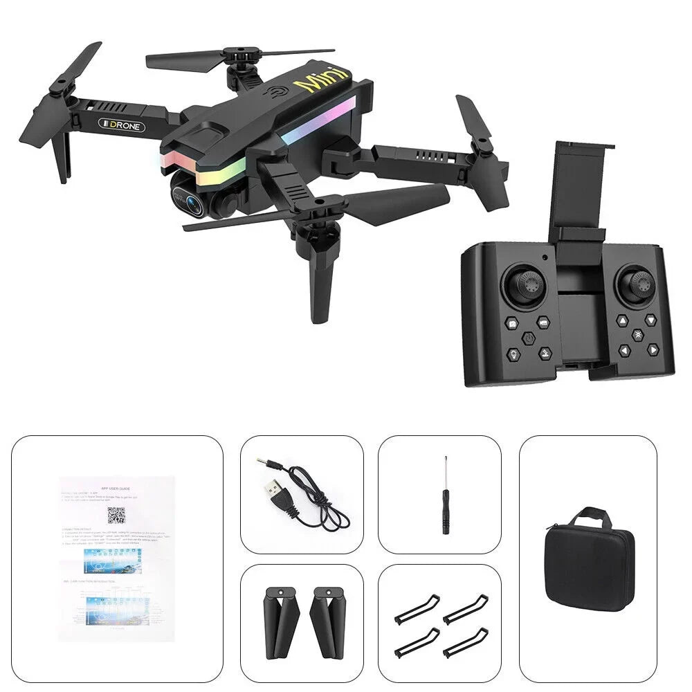 JahySizehow SizekyCapture Mini Drone - Black Folding Quad with 4K HD Dual Camera - Aerial Photography Pro