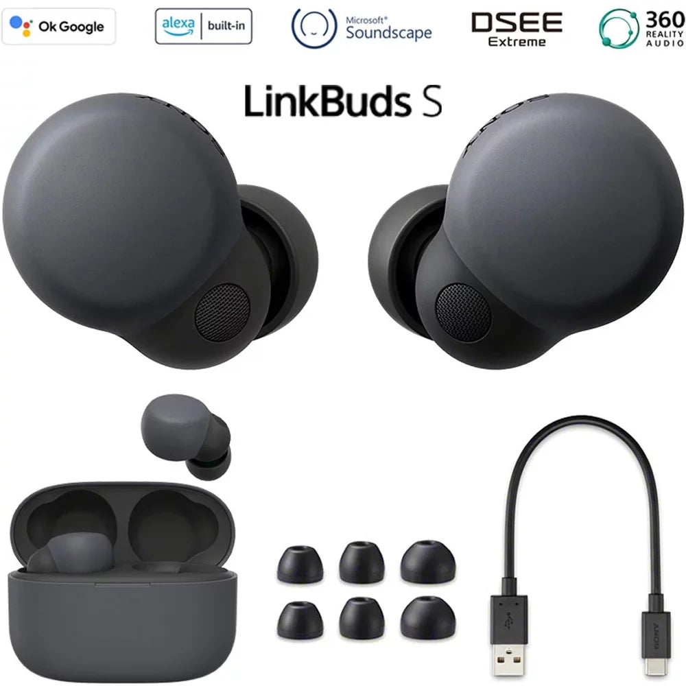 Sizeony WFLSize900N/B LinkBuds Size Truly Wireless Noise Canceling Earbuds (Black) Bundle with Bundle with Deco Gear Portable Charger