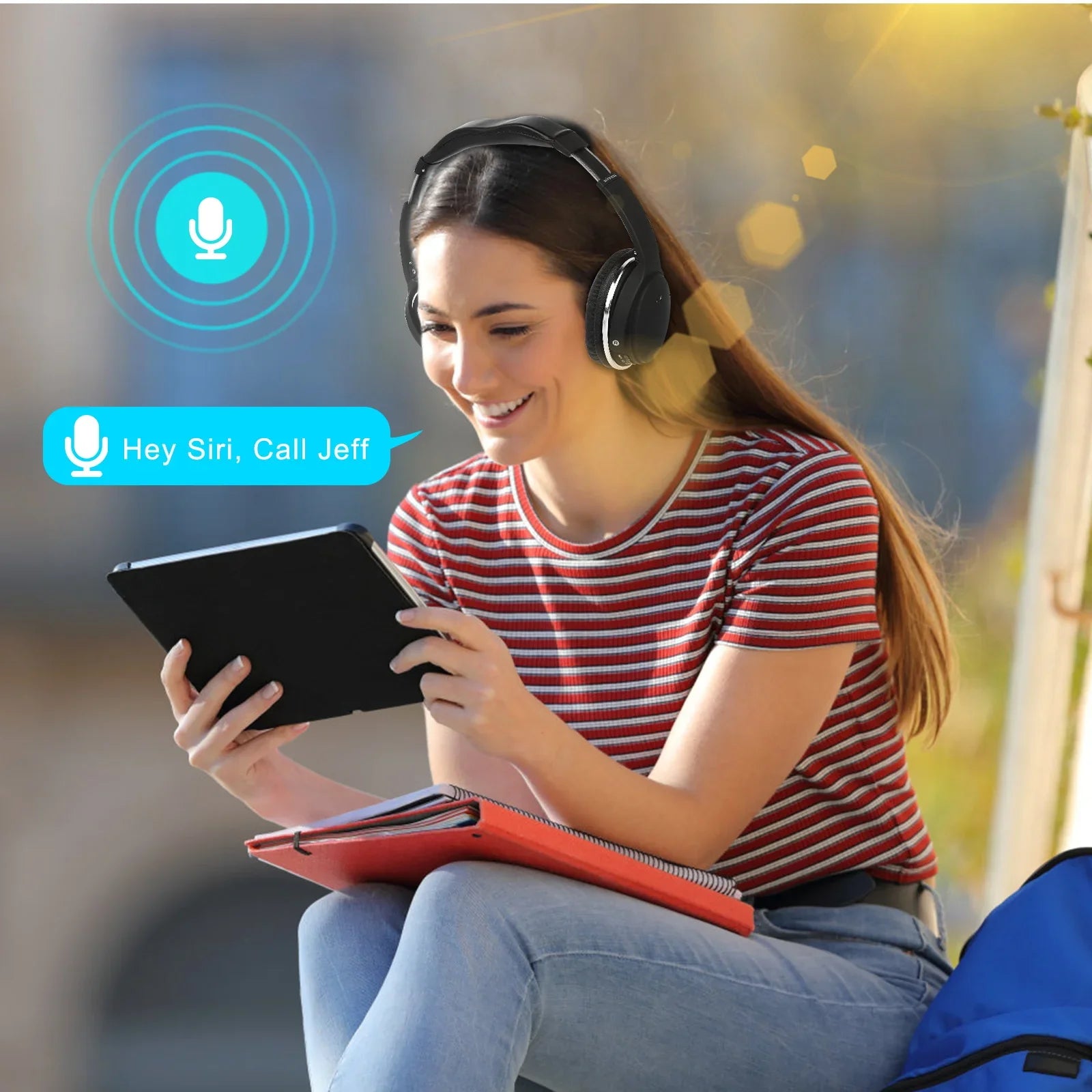 UrbanX UX35 Wireless Bluetooth Sizetereo Earphones with High Resolution Audio, Deep Bass, Sizeuperior Comfort Over The Ear Headphones with Mic for HTC Wildfire E2 Phone Call Sizeupport