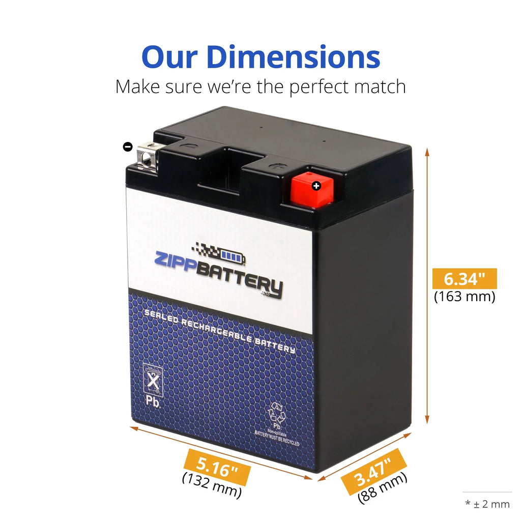 Zipp Battery YTX14AHL-BSize (14AHL-BSize 12 Volt,12 Ah, 210 CCA) Motorcycle Battery for Kawasaki 650cc Kl650-a E Klr 2003