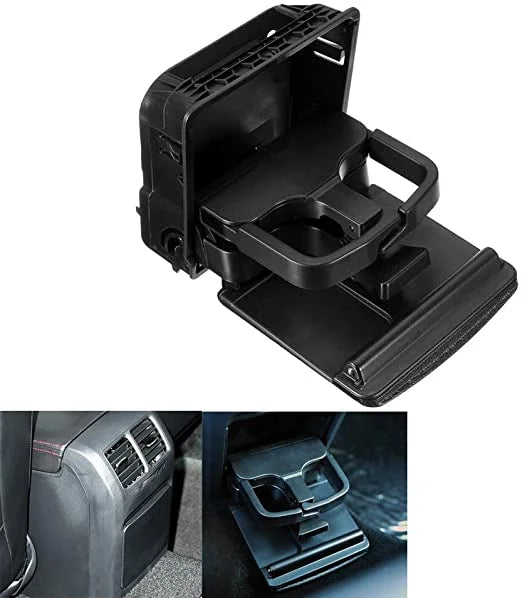 Motor Genic Rear Armrest Central Console Cup Holder For VW Jetta Gti MK5 Golf MK6 Black