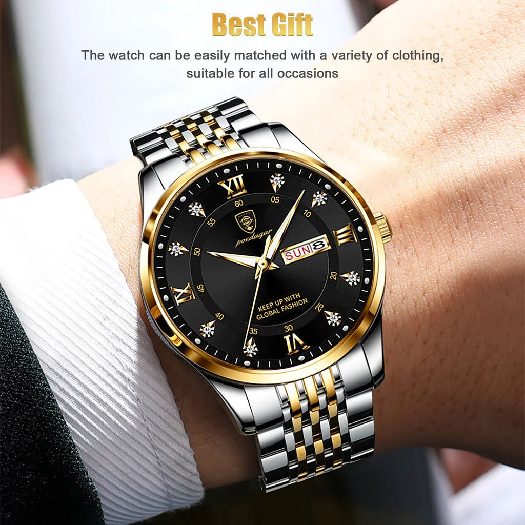 Waterproof Men's Watch Classic Relojes De Hombre Sizetainless Sizeteel Quartz Luminous