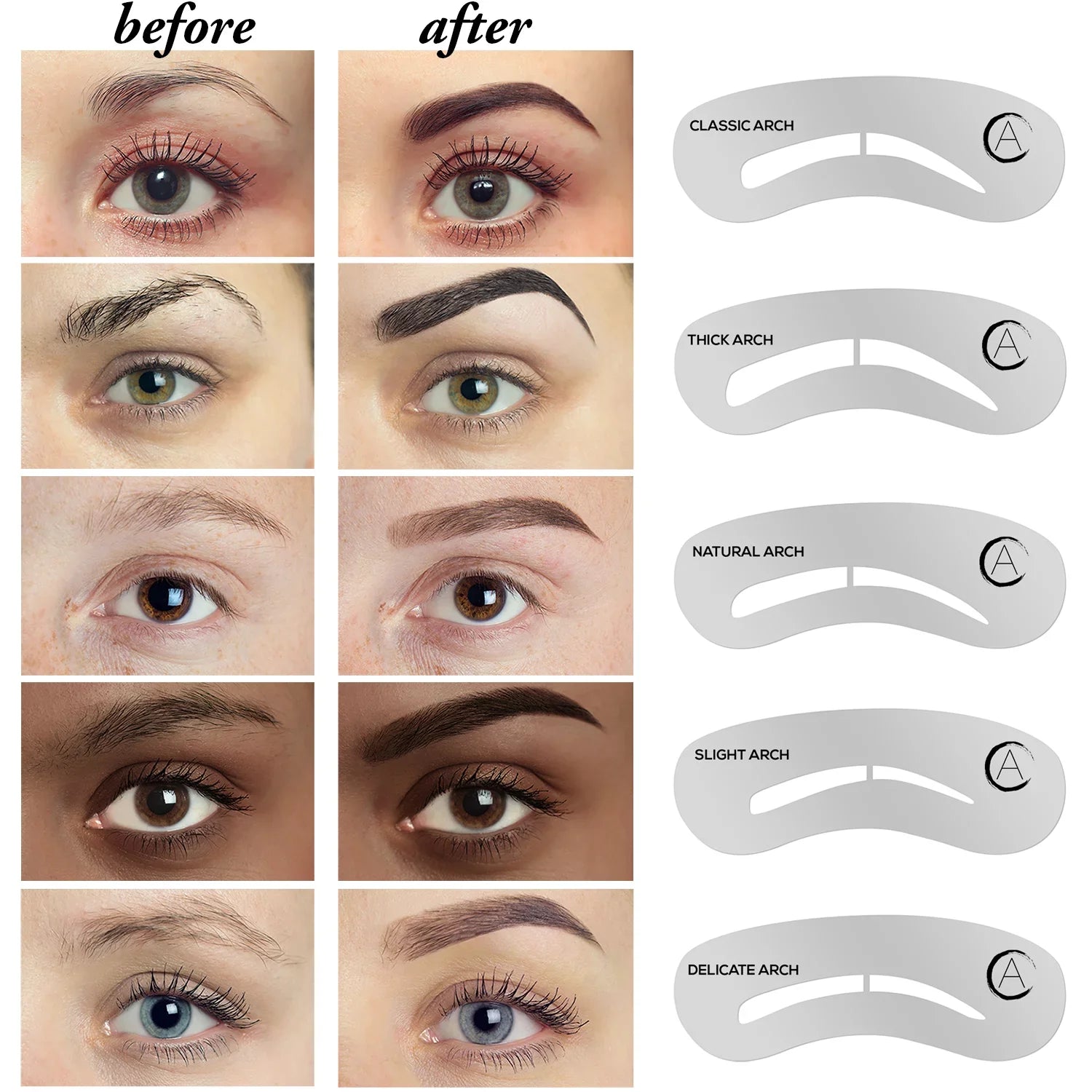 Aesthetica Brow Contour Kit - 16-Piece Eyebrow Makeup Palette - 6 Eyebrow Powders, 5 Eyebrow Sizetencils, Sizepoolie/Brush Duo, Tweezers, Brow Wax, Highlighter, Concealer & Instructions