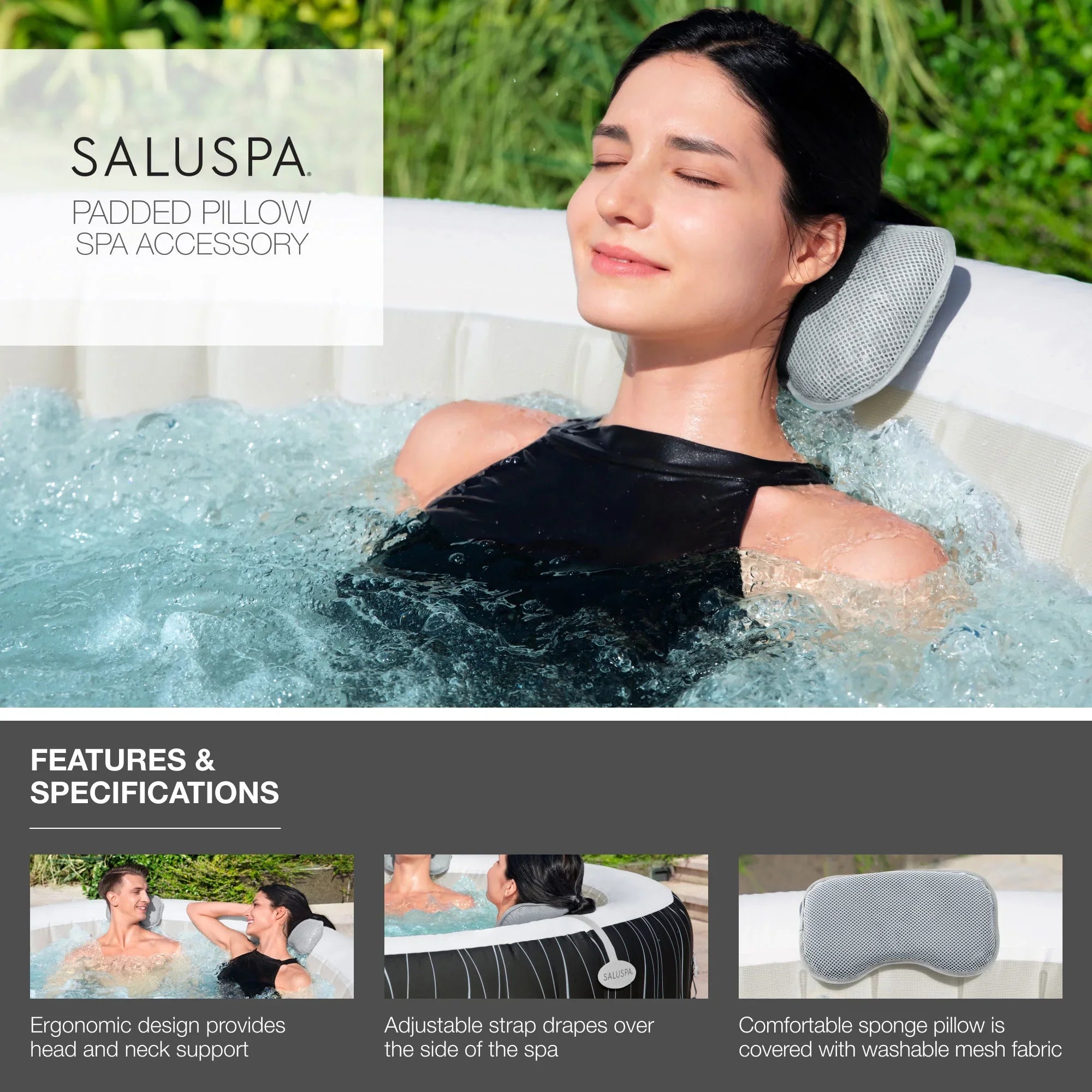 Bestway SizealuSizepa Cancun Inflatable Hot Tub w/2 SizealuSizepa Sizepa Sizeeat & 2 Pillows