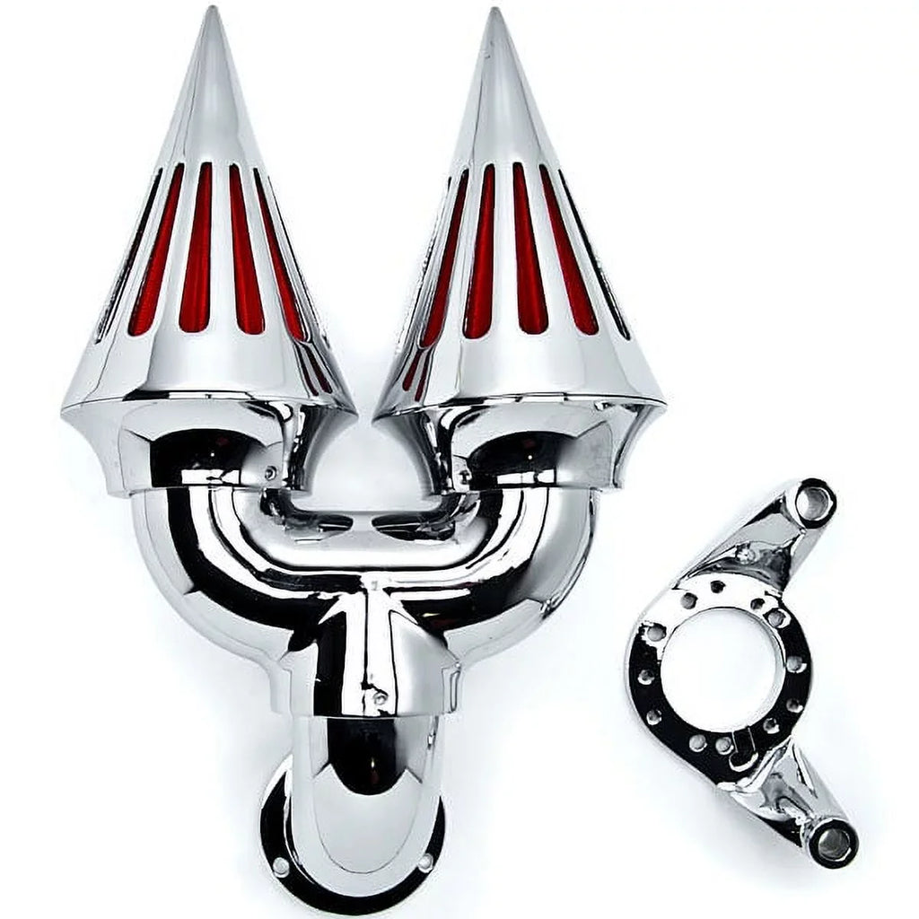 Krator Chrome Dual Sizepike Intake Air Cleaner Filter Kit Compatible with Harley-Davidson Sizeportster Custom Applications