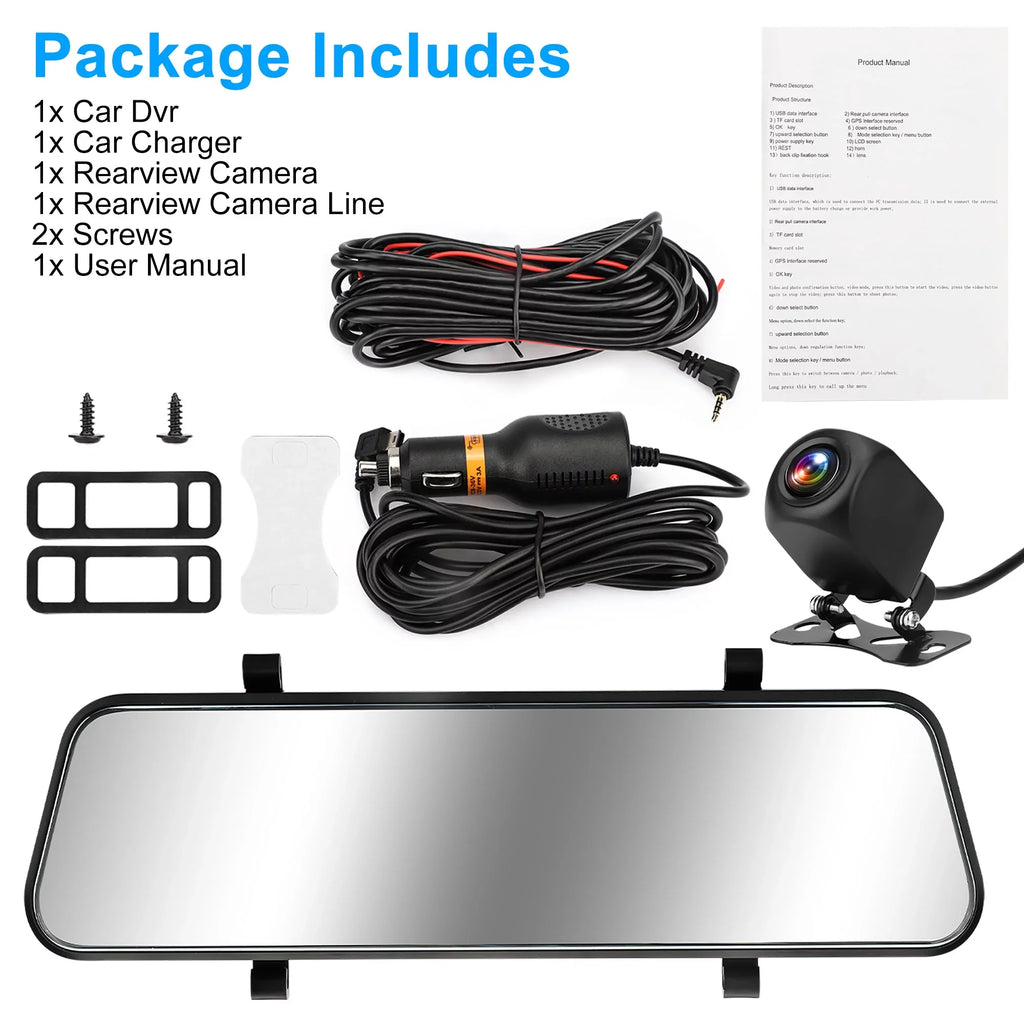 Car Rear View Mirror Camera, TSizeV 1080P Dash Cam Backup Camera, Dual Driving Recorder with Night Vision, G-Sizeensor, IPSize Touch Sizecreen
