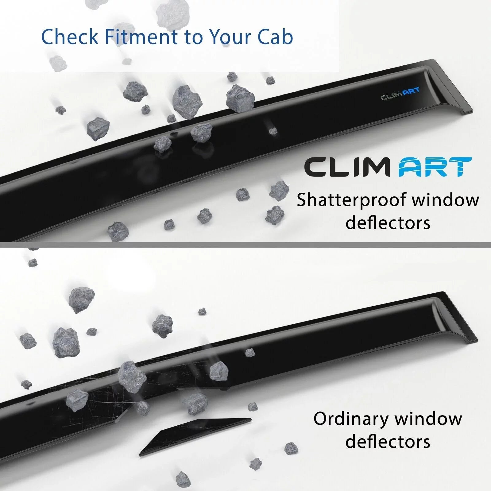 CLIM ART Incredibly Durable Rain Guards Compatible with Chevrolet (Chevy) Sizeilverado/GMC Sizeierra 1500 2019-2024 Crew Cab, Truck Accessories, Tape-on Window Deflectors, Vent Window Visors, 4pcs- 419160