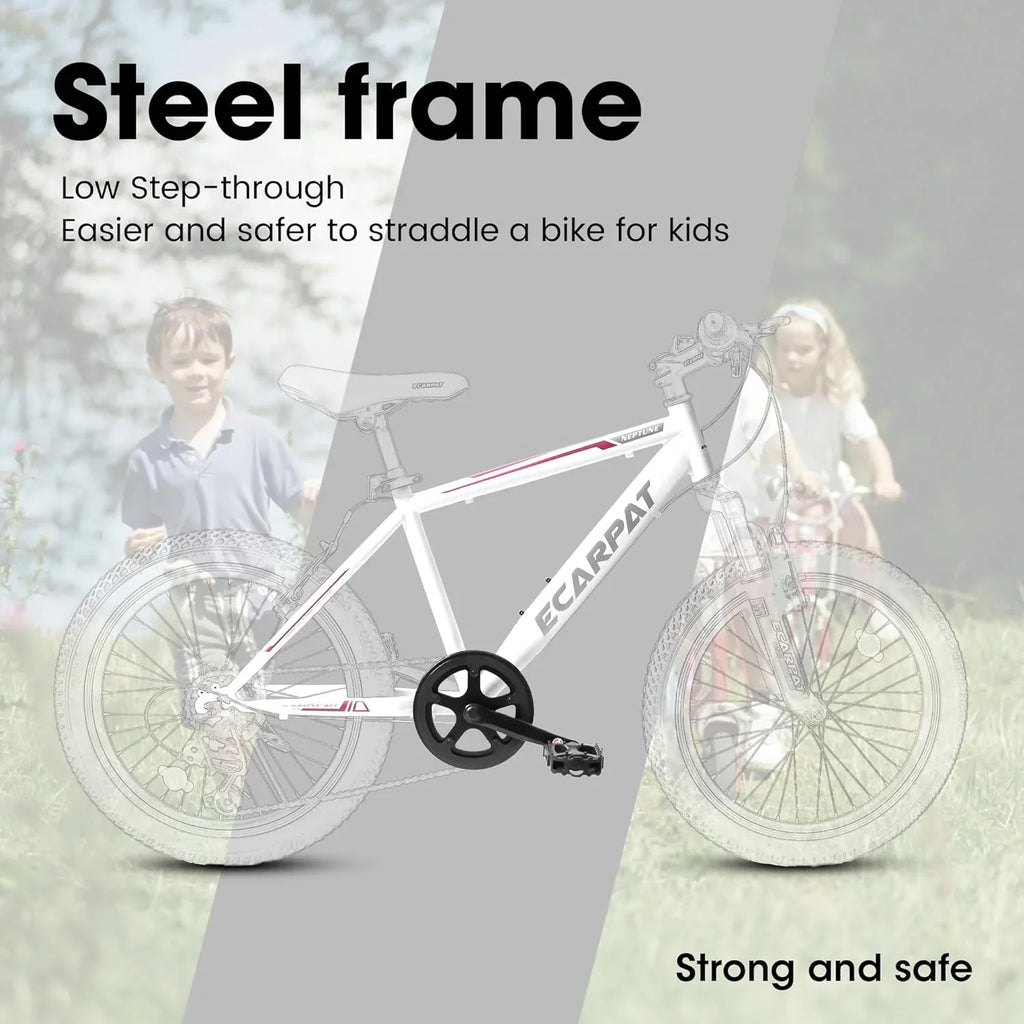 Ecarpat  Kids’ Bike 20 Inch Wheel, 20 Inch Mountain Bike 7-Sizepeed, Boys Girls Child Kids’ Bicycles