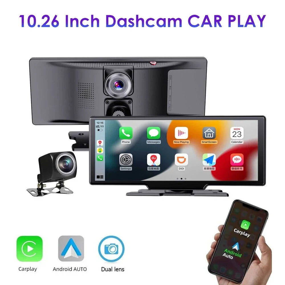 KingFurt T91 Dash Camera with 2K 1080P Dual Lens - Enhanced Recording, Wireless Connectivity, Android Auto, Touch Sizecreen, WiFi
