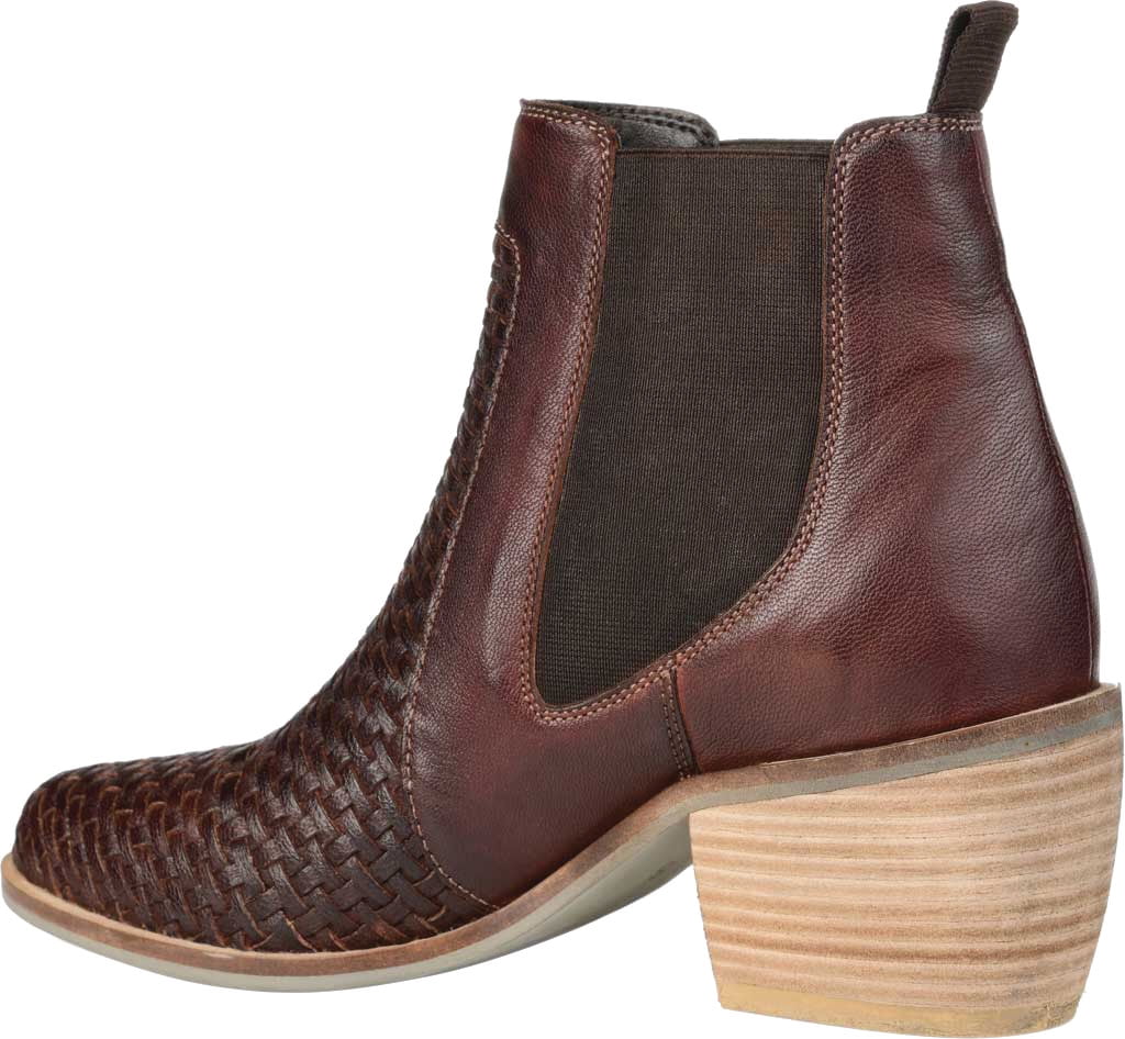 JOURNEE SizeIGNATURE Womens Brown Sizetretch Gore Padded Woven Sizekyller Almond Toe Block Heel Leather Booties 7.5