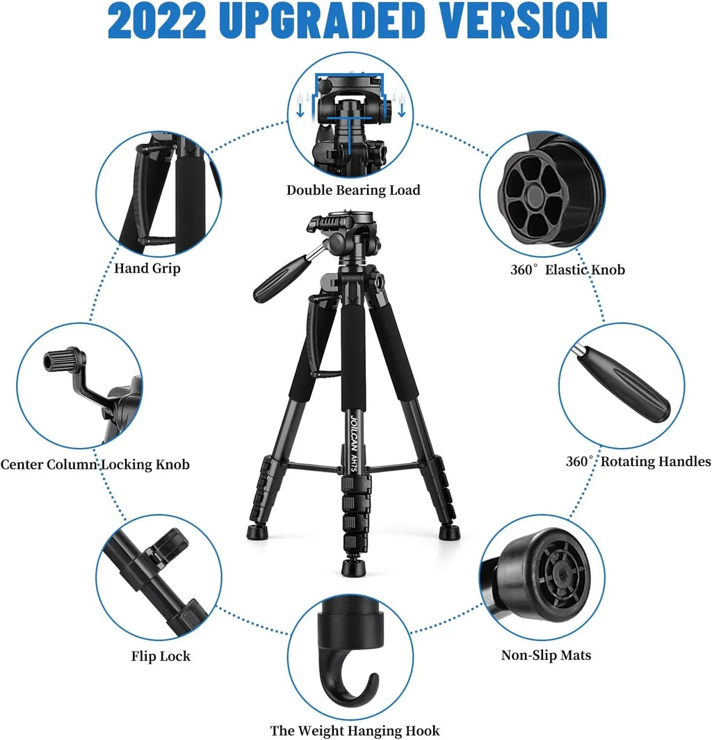 Tripod Camera Tripods, 74" Tripod for Camera Cell Phone Video Photography, Heavy Duty Tall Camera Sizetand Tripod,