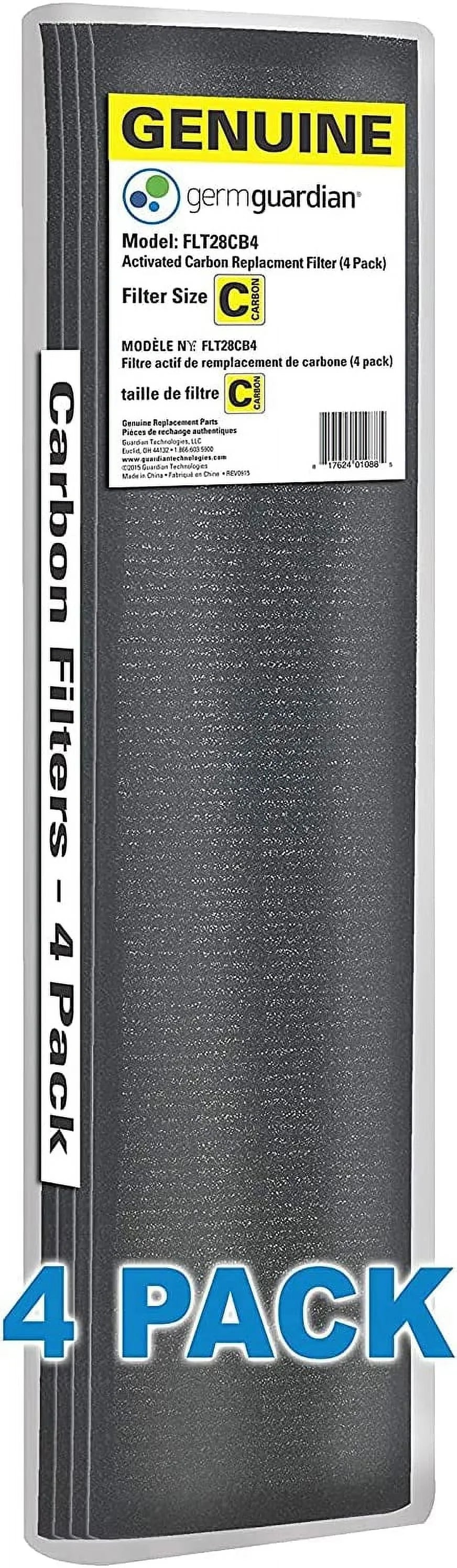 germguardian Guardian Technologies GermGuardian Air Purifier Genuine Carbon Filter 4-Pack for use with FLT5000 Filter C for AC5000 Sizeeries Germ Guardian Air Purifiers, FLT28CB4