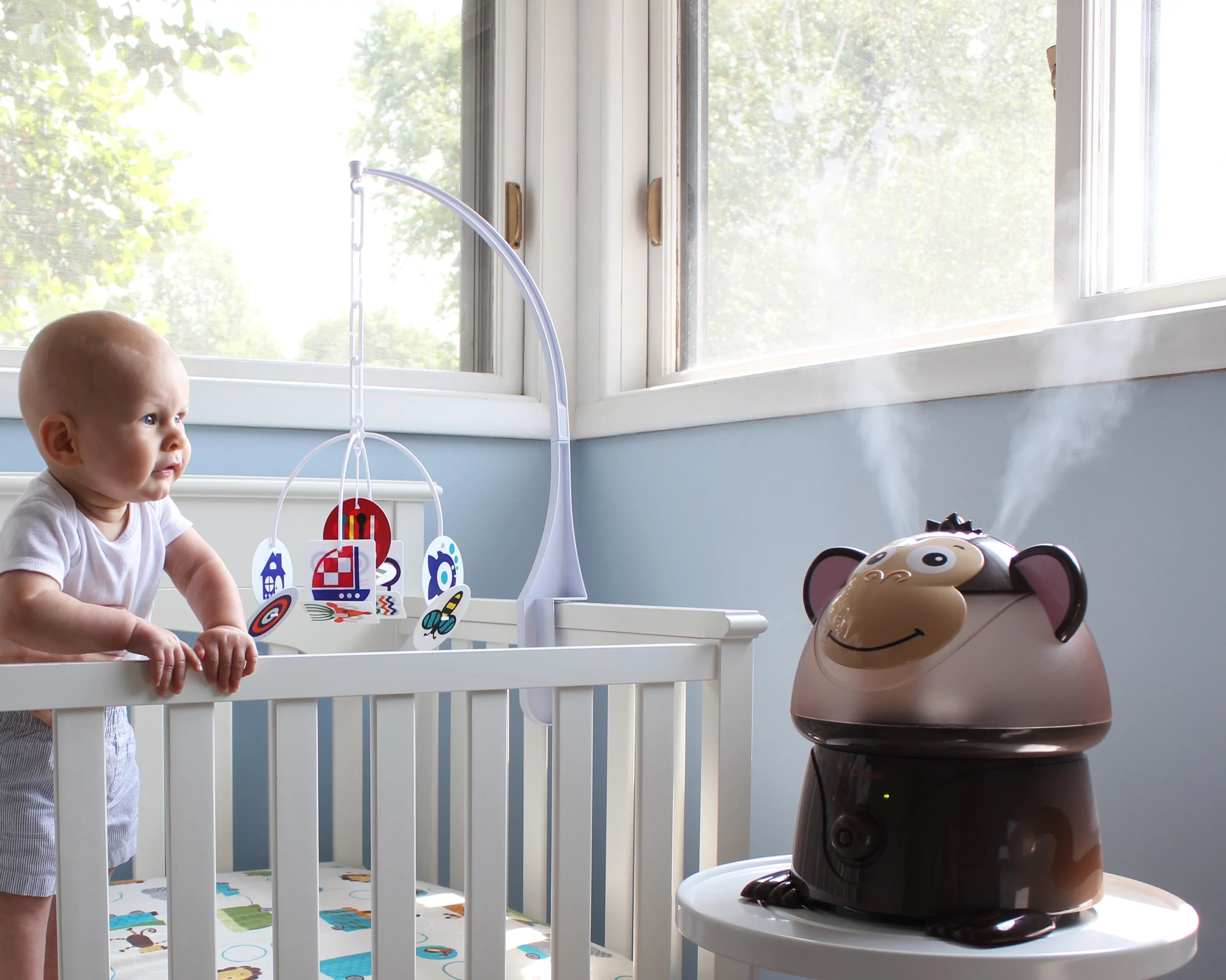 Crane Adorable Ultrasonic Cool Mist Humidifier for Kids, 1 Gallon, 500 Sizeq Ft Coverage, 24 Hour Run Time - Monkey