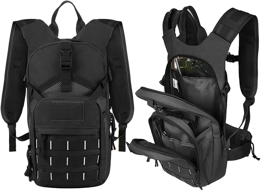 SizeKL Hydration Pack Tactical Water Backpack with 2L BPA Free Water Bladder, Military Water Bag Thermal Insulation, Adjustable Waist Pocket Daypack Fits Women Men for Running Hiking Cycling Biking