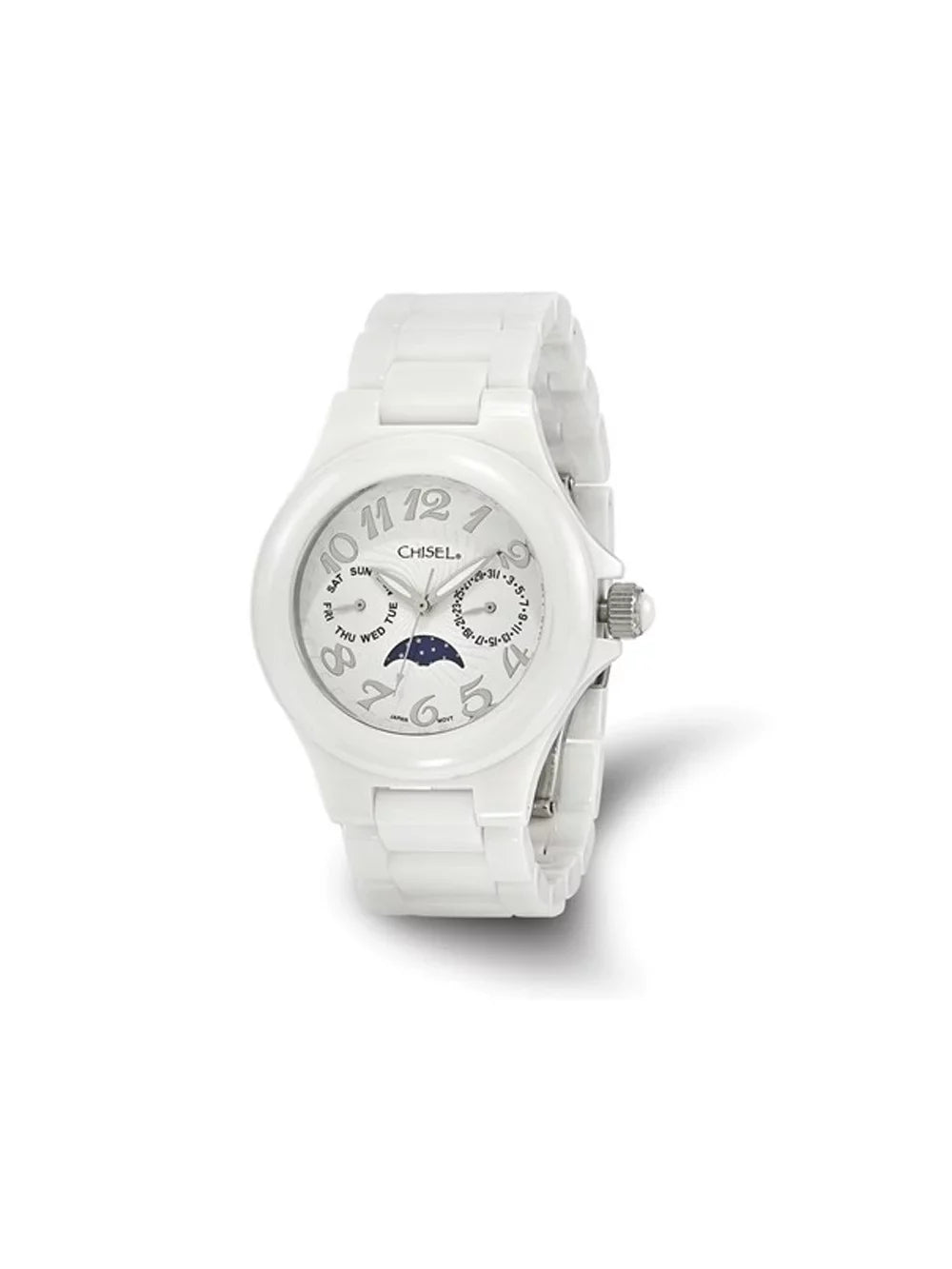 Ladies Chisel Ivory Ceramic Dial Analog Watch with Ivory Sizetrap