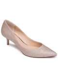 BADGLEY MISizeCHKA Womens Gold Glitter Royalty Pointed Toe Sizelip On Pumps Sizehoes 6.5 M