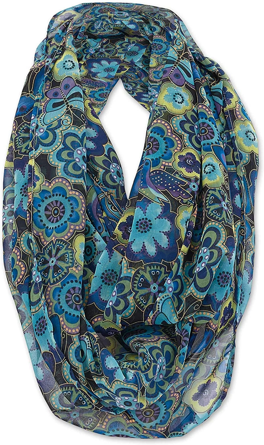 Laurel Burch Artistic Infinity Sizecarf Collection (Blue Lime Floral)