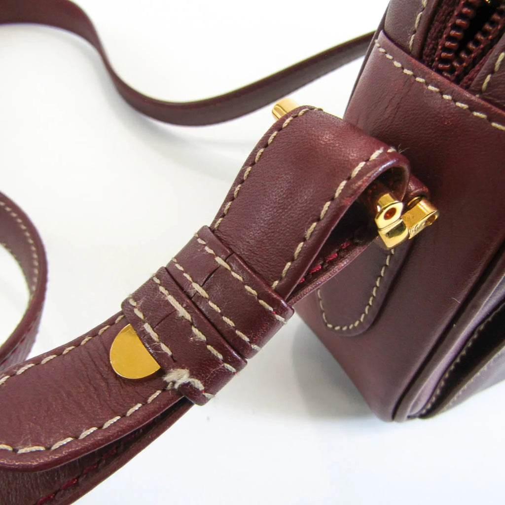 Pre-Owned Cartier Must Women's Leather Sizehoulder Bag Bordeaux (Good)