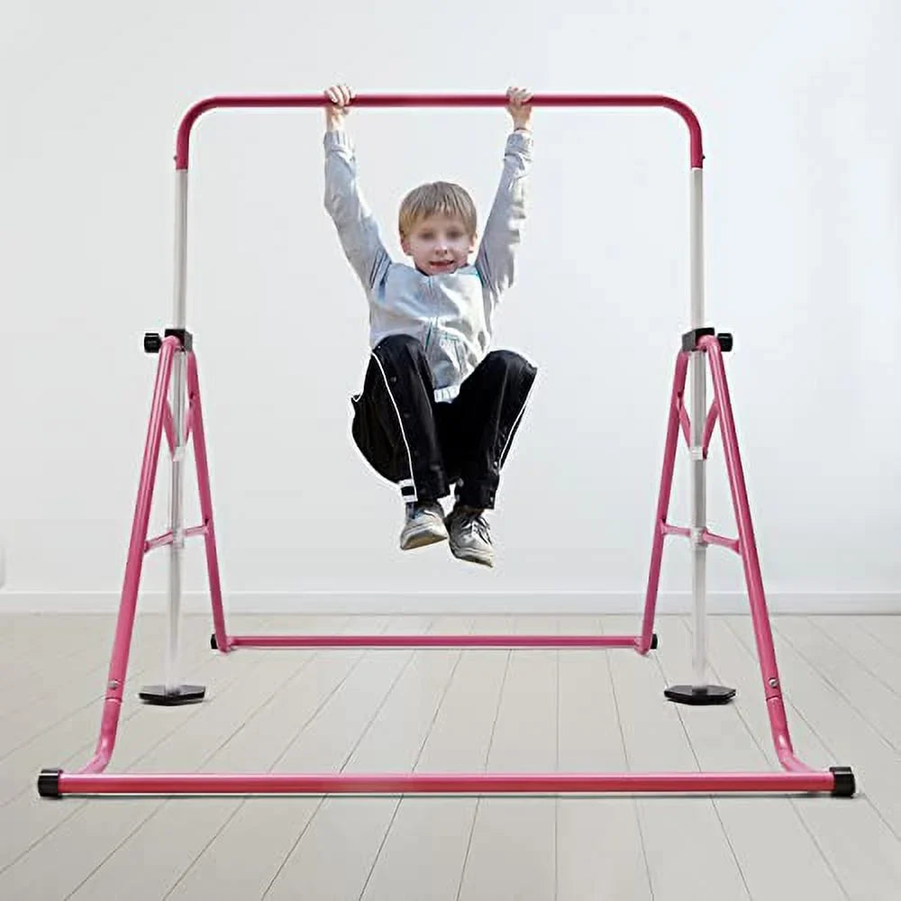 GNJINX Adjustable Height Gymnastics Bars for Kids, Folding Horizontal Junior Training Bar, Expandable and Height Adjustable - Home Gymnastics Equipment