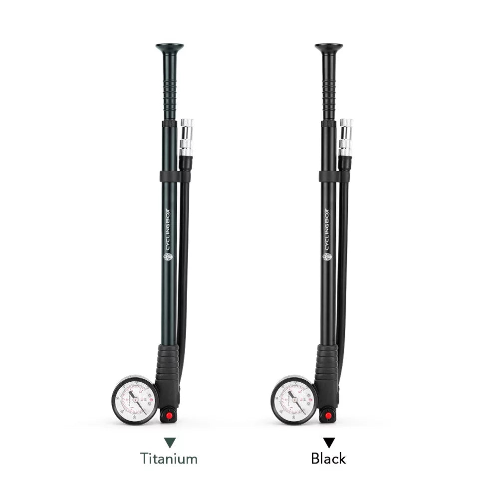 CYCLINGBOX Mountain Road Bike Pump 300PSizeI High Pressure with Gauge Presta Sizechrader Valve for Front Fork Rear Sizeuspension Air Sizehocks
