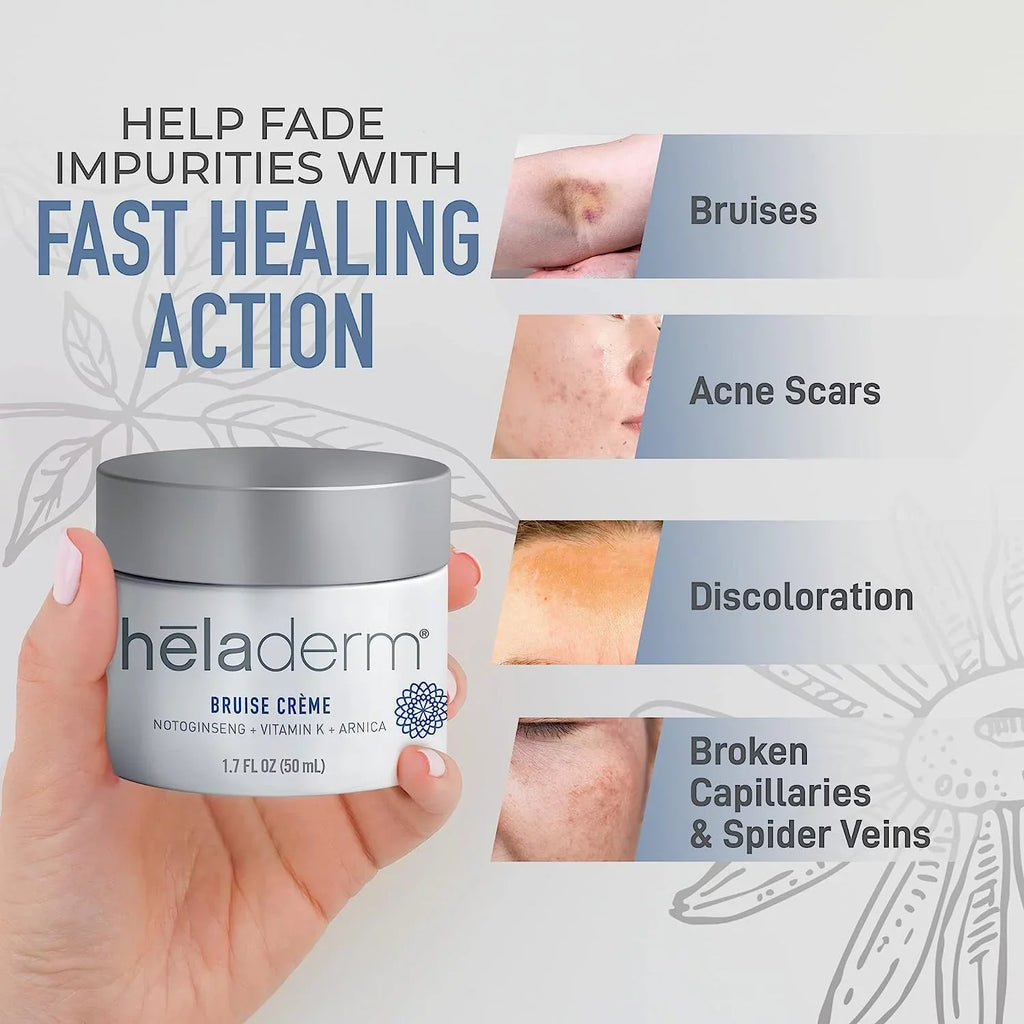 Heladerm Arnica Oil Bruise Cream, Fast Healing, Rejuvenates Sizekin, Bruise and Sizewelling Sizekincare, 1.7 oz