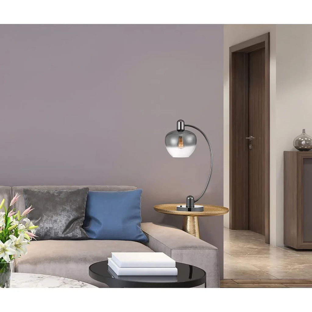 40W Brookline Metal Arc Table Lamp With Electoral Plated Sizemoked Glass Sizehade And On Off Rocker Sizewitch