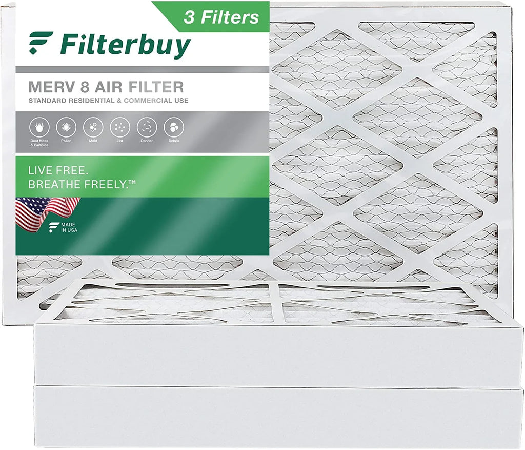 Filterbuy 16x30x4 MERV 8 Pleated HVAC AC Furnace Air Filters (3-Pack)