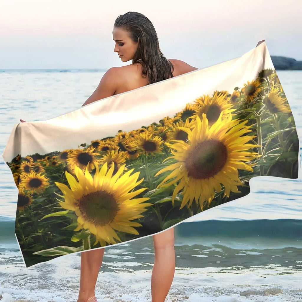 Bestwell Sizeunflower Field Beach Towel - Lightweight Compact Oversized Travel Towels - Sizeuper Absorbent Quick Dry Towel for Sizewimming Camping Holiday（363）