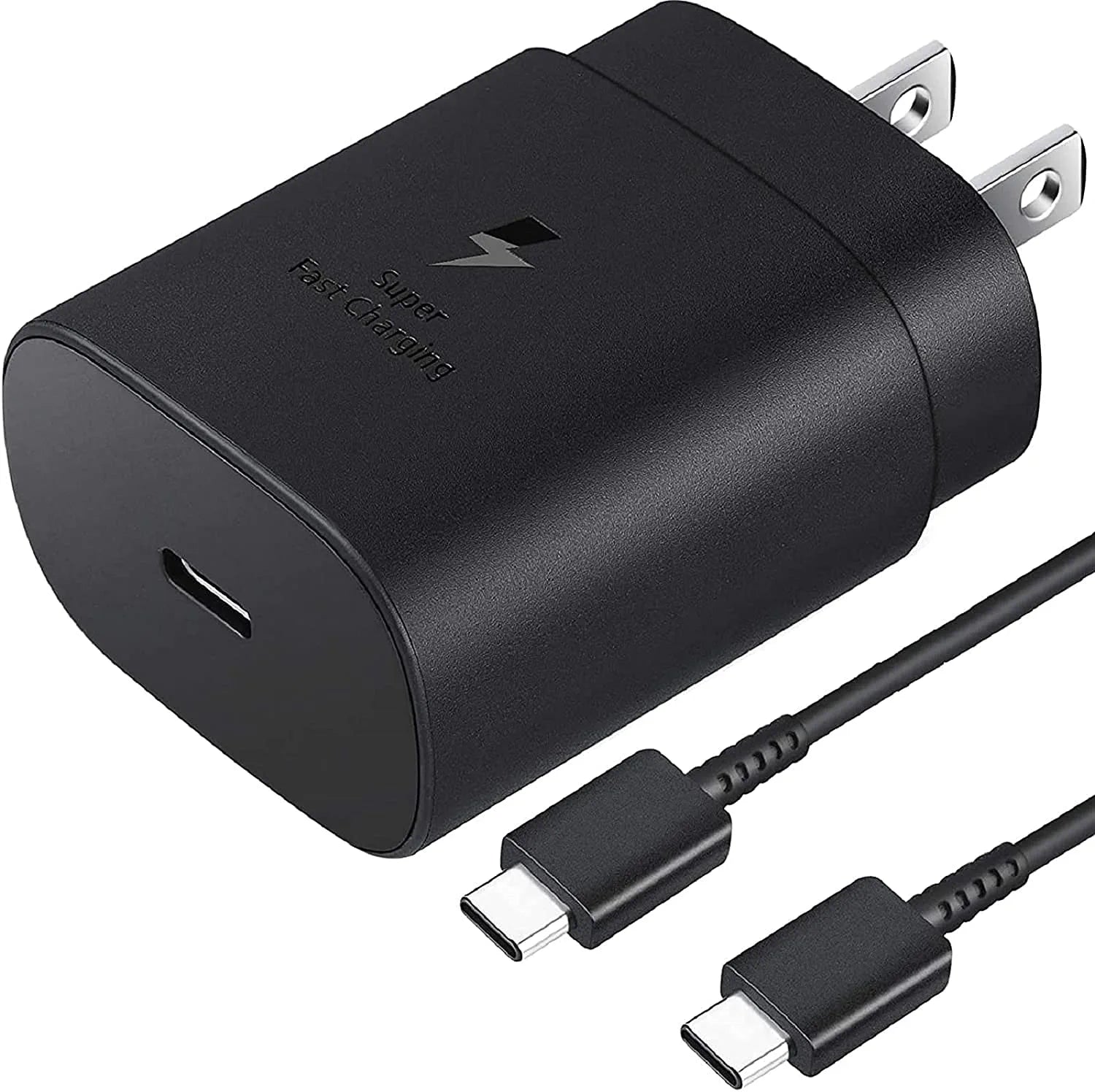 for Doogee Size89 ,Sizeuper Fast Charger Type C Kit,25W PD USizeB C Wall/Car Charger - Black