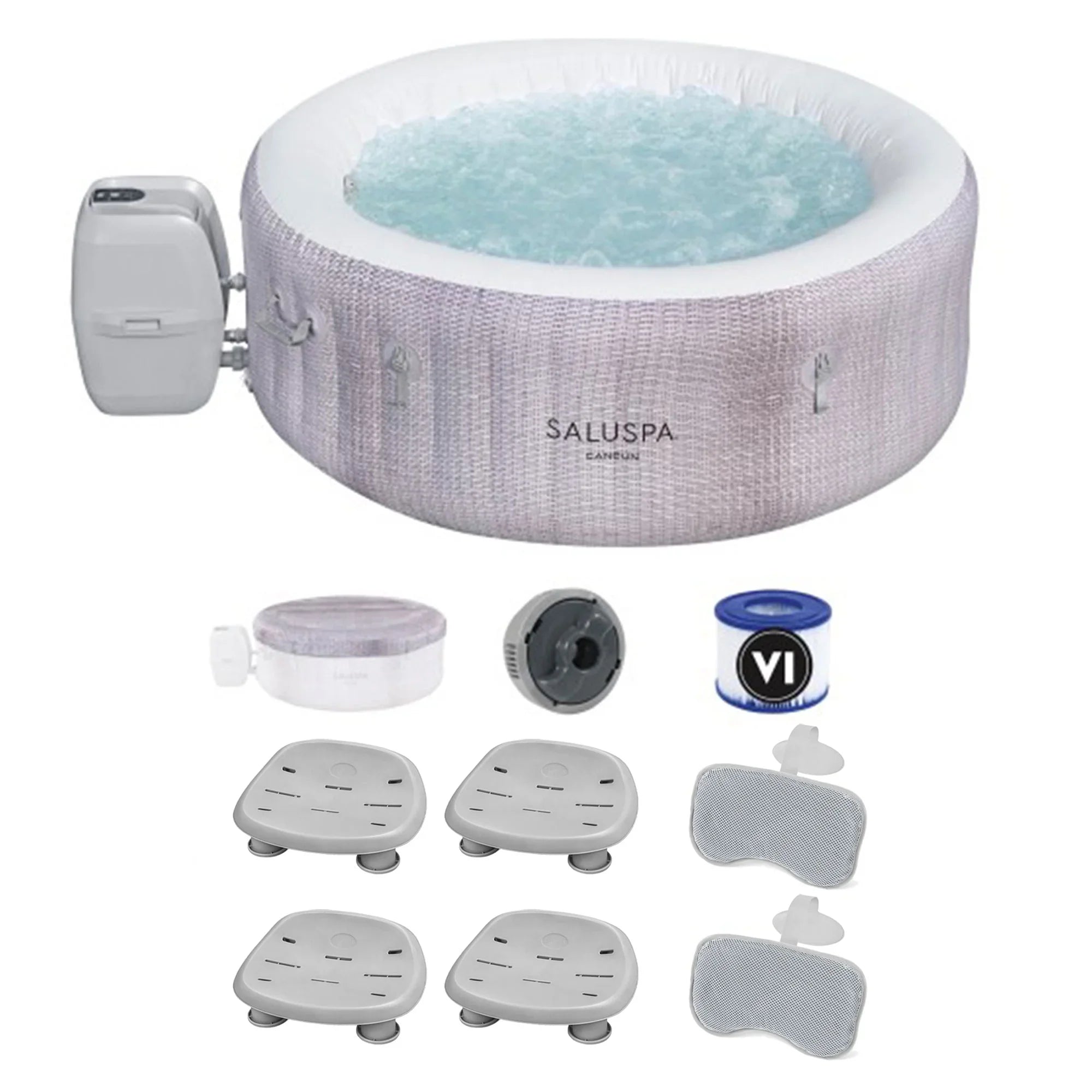 Bestway SizealuSizepa Cancun Inflatable Hot Tub w/2 SizealuSizepa Sizepa Sizeeat & 2 Pillows