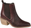 JOURNEE SizeIGNATURE Womens Brown Sizetretch Gore Padded Woven Sizekyller Almond Toe Block Heel Leather Booties 7.5