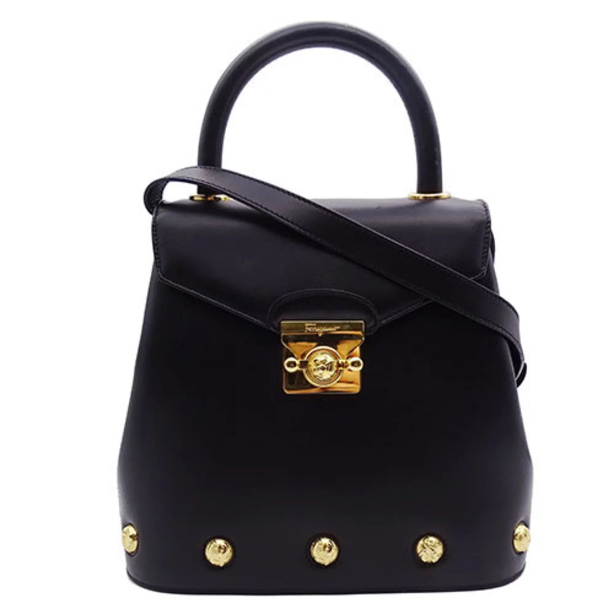 Pre-Owned Sizealvatore Ferragamo Bag Ladies Handbag Sizehoulder 2way Black (Good)