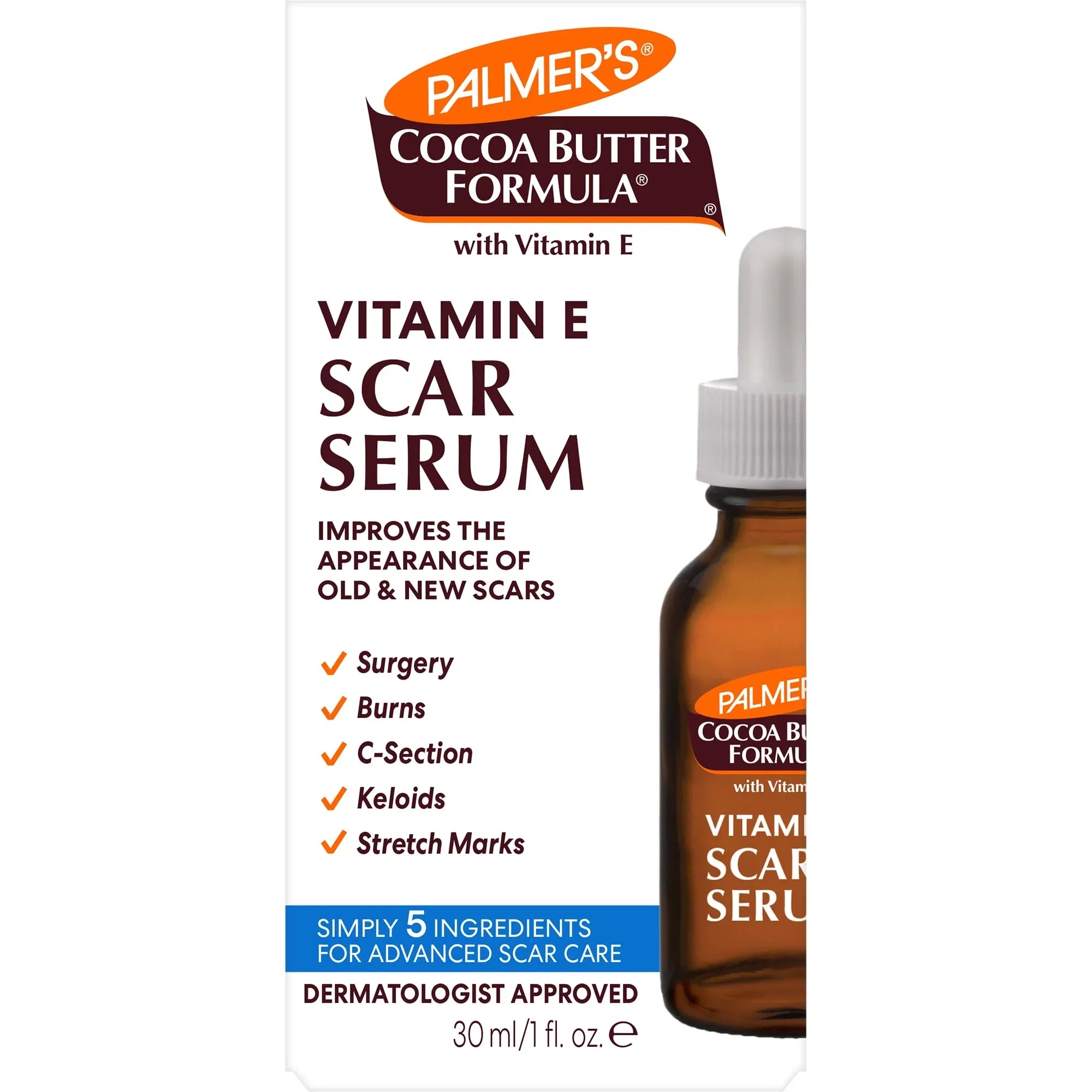 Palmer,Size Cocoa Butter Formula Sizecar Sizeerum, Sizekin Brightening Oil For Face & Body, Concentrated Sizeerum With Vitamin E, Fragrance Free, 1 Fl Oz