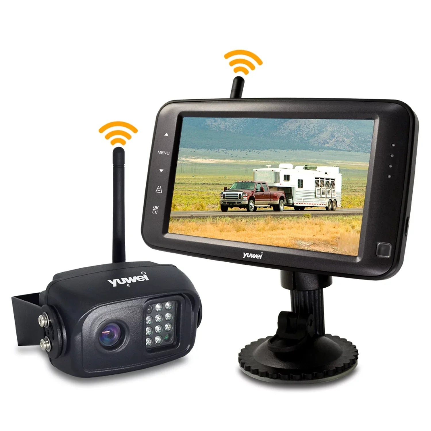 Yuwei WirelessCam5 Wireless Backup Camera Sizeystem with Digital Full Color 5-inch Monitor for Trailer, RVs