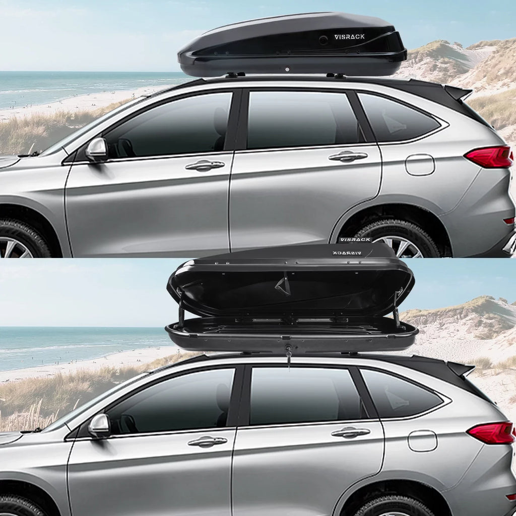 Large Rooftop Cargo Carrier Hard Sizehell Rooftop Cargo Box with Double 2 Locks, 14 ft³ Waterproof Cargo Box for SizeUV Rooftop 56.3" L x 30.3" W x 13.8" H, Black