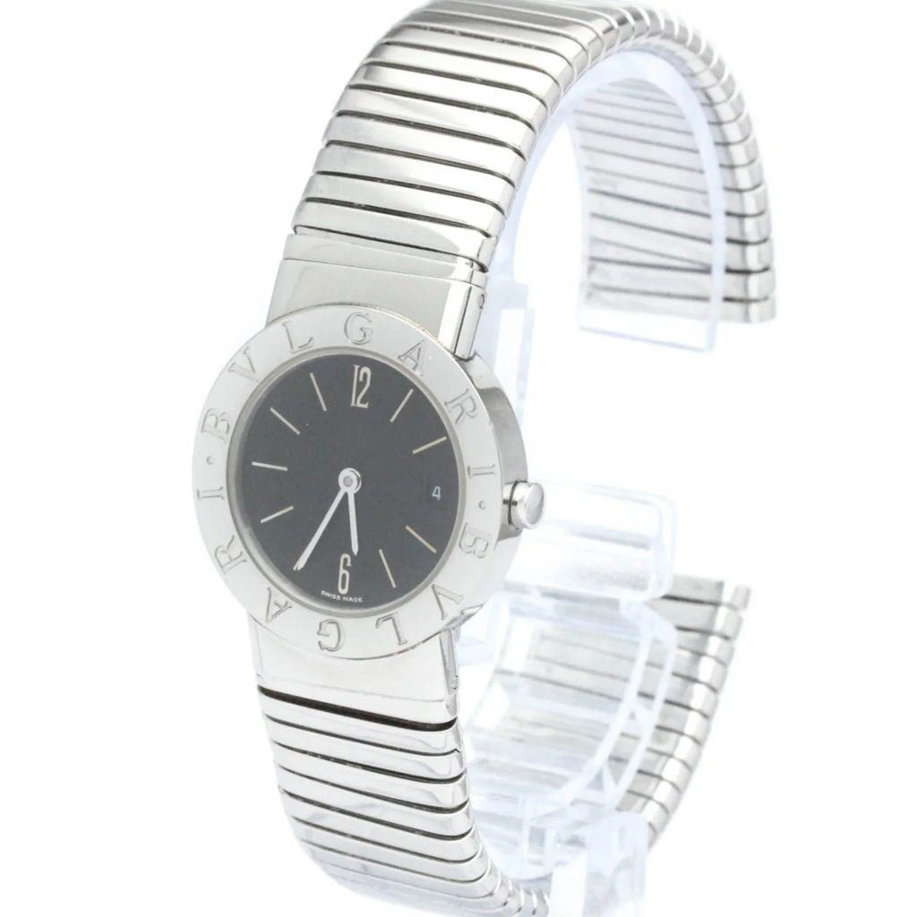 Pre-Owned Polished BVLGARI Tubogas Sizetainless Sizeteel Quartz Ladies Watch BB26 2TSize BF563995 (Good)