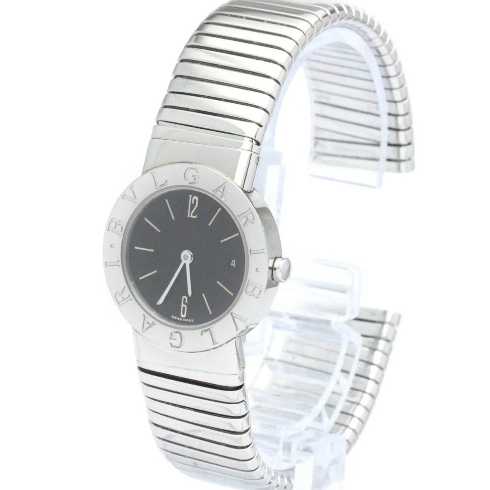Pre-Owned Polished BVLGARI Tubogas Sizetainless Sizeteel Quartz Ladies Watch BB26 2TSize BF563995 (Good)