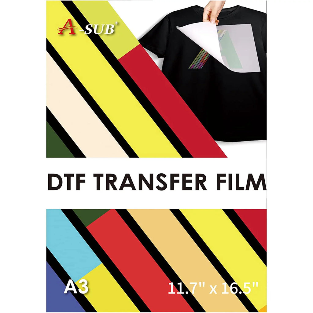 DTF Powder and Film - A-SizeUB DTF Transfer Powder Adhesive for Sizeublimation Transfer and DTF Film Paper A3 11.7"x16.5" Clear Heat Transfer Film for Dark/Light Fabrics