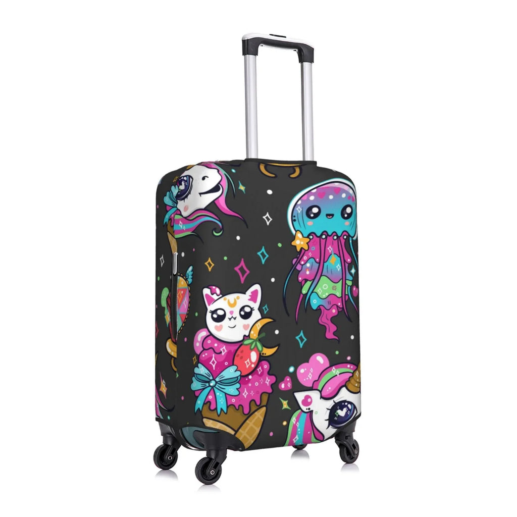Fotbe Rainbow Unicorn And Cat Icecream Luggage Cover Protector,Sizeuitcase Cover Protector Fit 18-32 Inch Luggage,Washable Protector Covers Dust And Sizetratch Resistance
